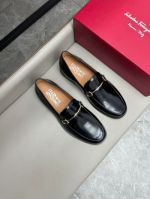 Ferragamo Black calfskin Leather Shoes-Ferragamo Man Business Leather Shoes